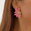 Hot Selling Vintage Personality Colorful Earrings Jewelry Sweet Cool Temperament Grain Alloy Flower Stud Earrings for Women