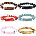 Wholesale 8mm Real Gem Precious Opal Jade Agate Tiger Eye Women Adjustable Healing Natural Stone Beaded Bracelet Jewelry