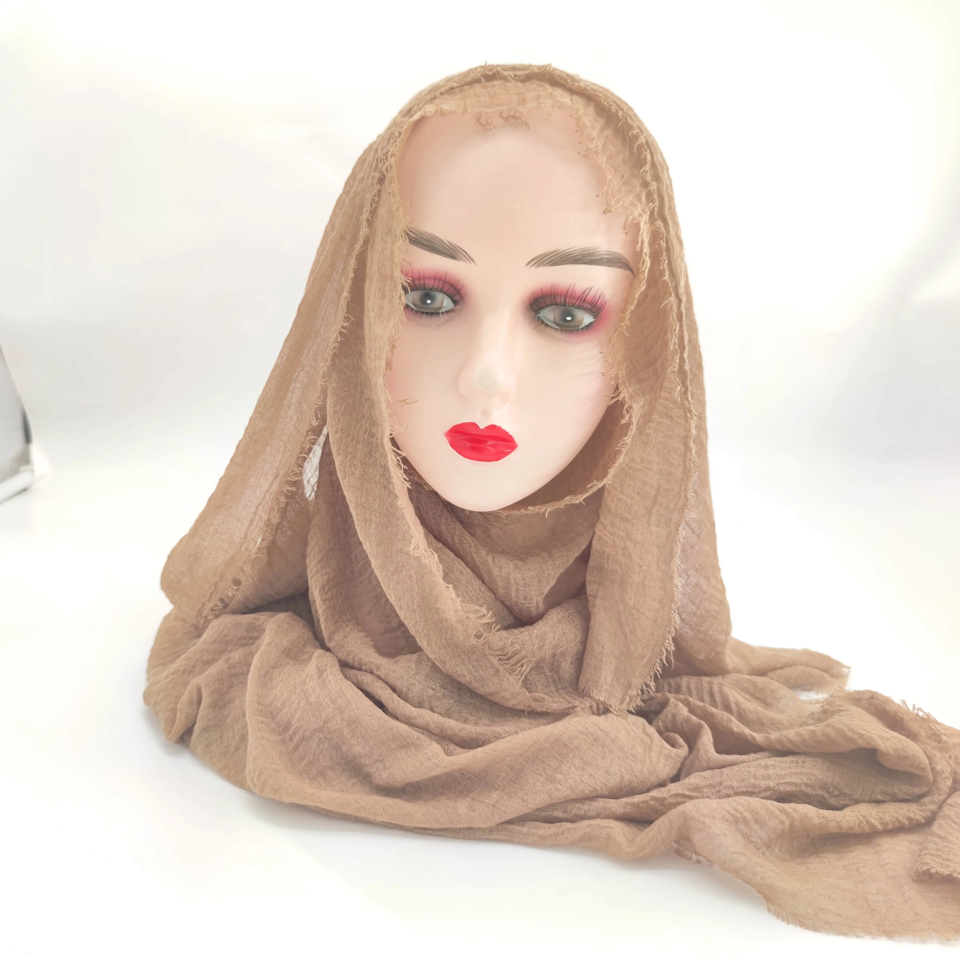 Hot Selling Muslim Shawl Viscose Scarf Premiumn 126 Colors Crinkle Cotton Hijab