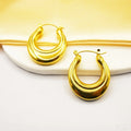 Hot selling Stainless Steel 18k Gold Plated Circle Hoop Earrings for Women Hollow Smooth Chunky Ear Buckle Hoop Earrings