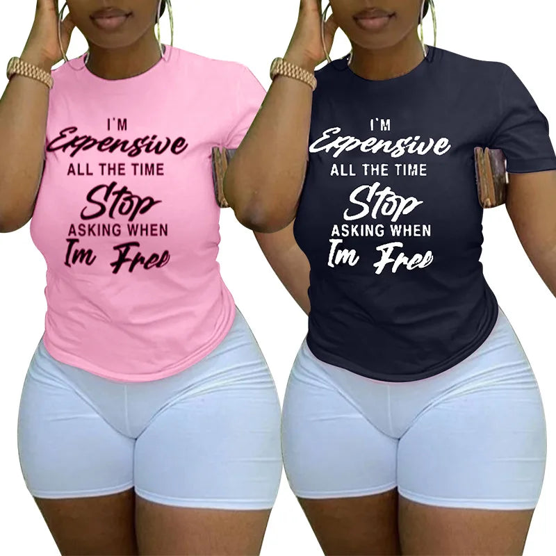 2025 Plus Size Woman Tops Fashionable  T-shirts Letter Printed Black Oversize Graphic Women Tops t Shirts