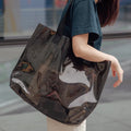 Women's Vintage Transparent PVC Tote Bag Portable Clear Laser Handbag Holographic Iridescent Shopping Jelly Bag Hologram Design