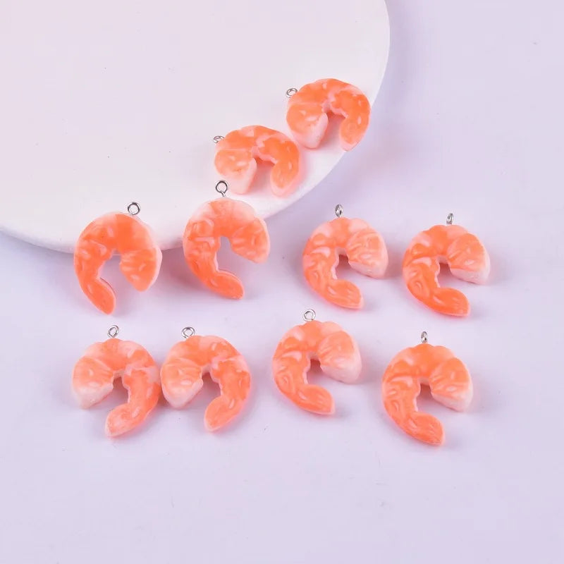 Funny 26*35mm 3D Dimensional Resin Pendant Simulated Food Shrimp Charm for Diy Necklace Bracelet Earring Jewelry Accessories