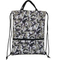 Trip Hiking Camping Camouflage Polyester Foldable Large Drawstring Backpack Bag with Zippered Pocket