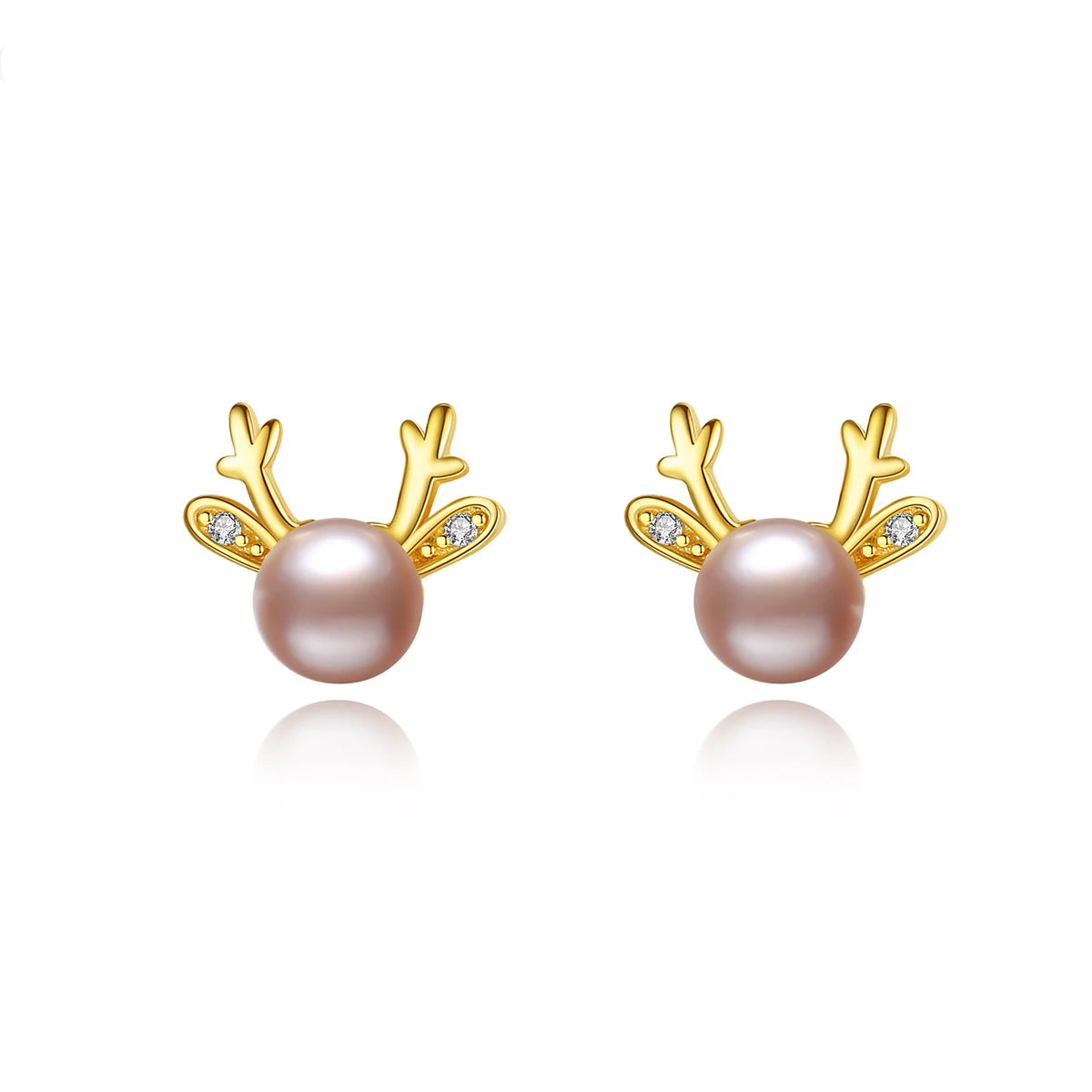 Wholesale Korean Style Cute Ear Jewelry S925 Sterling Silver Deer Freshwater Pearl Stud Earrings