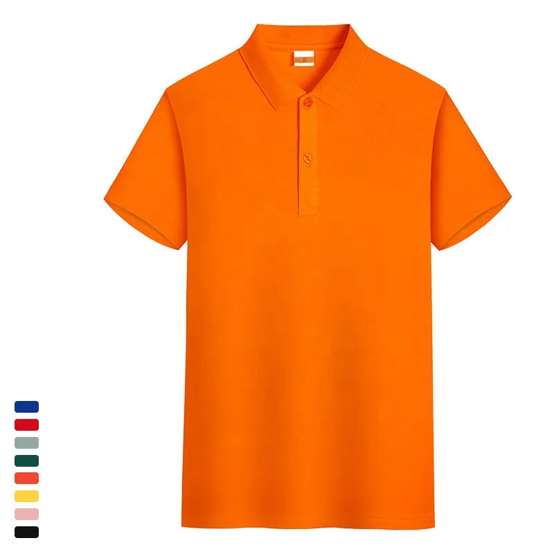Men's Custom Summer Casual for  Shirts Orange XL Size Knitted Fabric Short Sleeves Embroidered Technics for Work Camisa Info