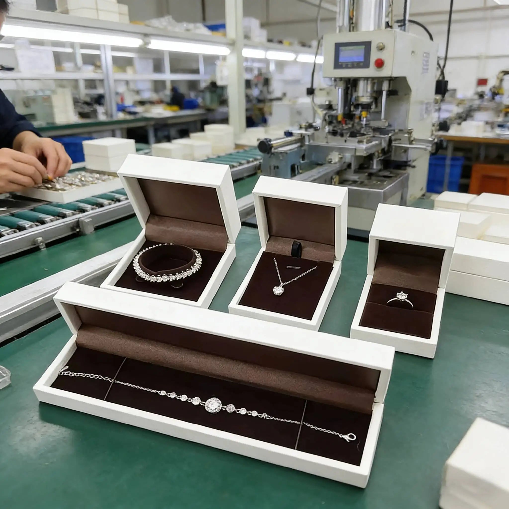 Wholesale Supplier Luxury Custom logo Portable Pu Leather White Jewelry Box Ring Earring Necklace Jewelry Box with Brown Lining