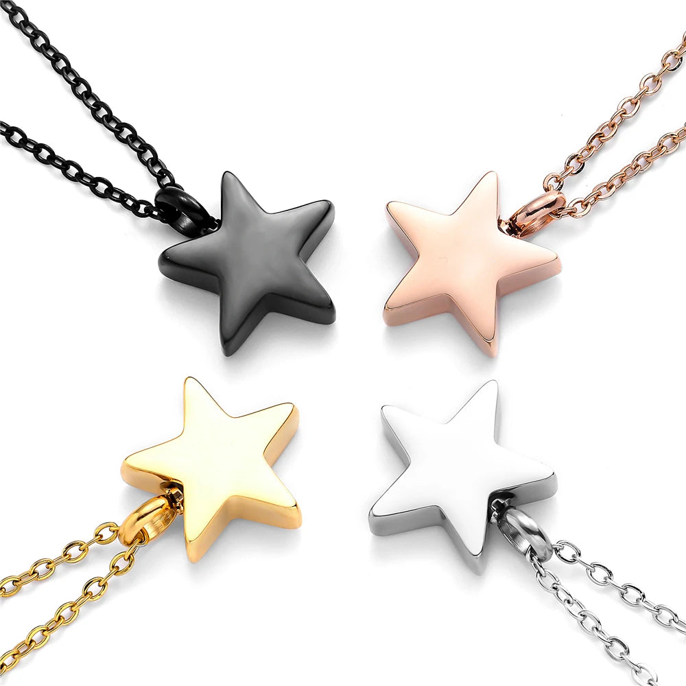 Wholesale Blank Star Cremation Urn Pendant Necklace Stainless Steel Urn Necklace for Human / Pet Ashes