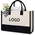 Women Reusable Grocery Canvas Tote Shopping Beach Bags With Custom Printed logo