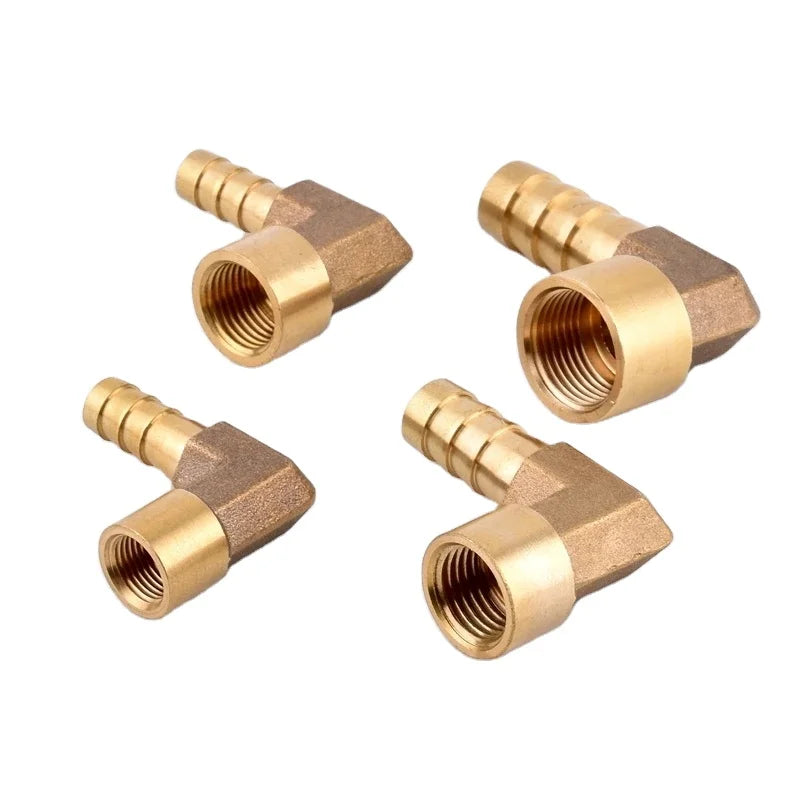 Brass Female Hose Barb Connector Brass Joint Aquarium Pump Garden Irrigation Elbow Barb Hose Adapter