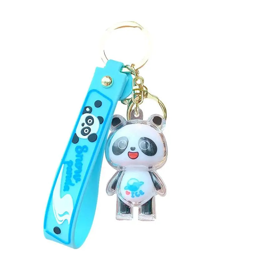 Hot Selling Stainless Steel Panda Acrylic Keychain Dundun Car Bag Pendant Cute Cartoon Metal Gift Space Astronaut