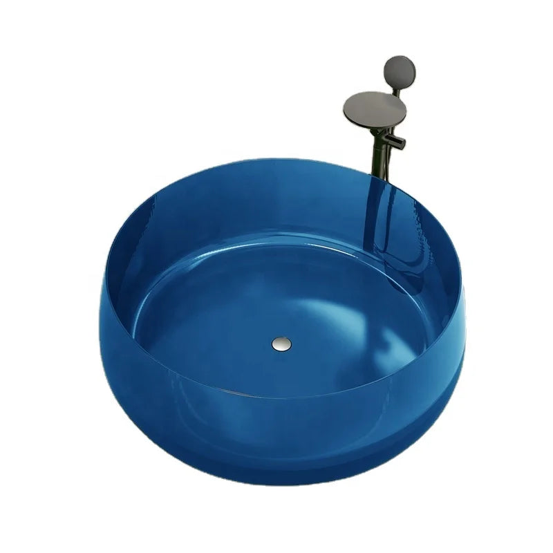 Wholesale Transparent Artificial Stone Bathtub Round Resin Stone Freestanding Bathtub With Drainer