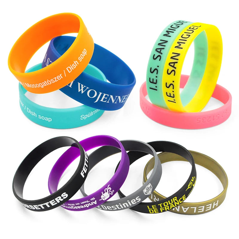 Custom Engraved Text Logo Glowing Bracelet En Silicone Wristbands Flag Custom Rubber Wrist Band Bracelet for Engraving