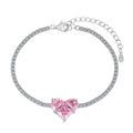 Dylam Fast Delivery Romantic Pink Heart Shaped Bracelet 5A Cubic Zirconia Chain Link Bracelet Women Jewelry Accessories