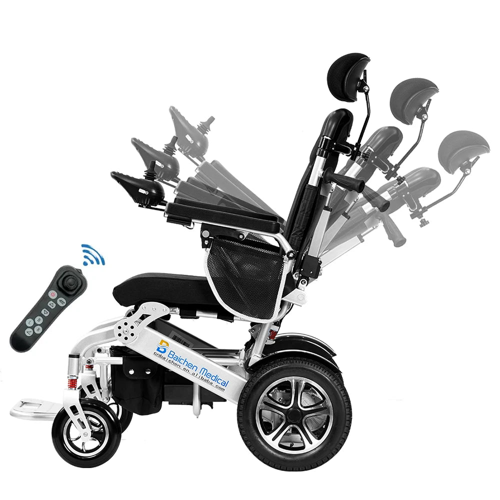 2025 Full Automatic Reclining Folding Wheel Chair Cheap Foldable Portable Lightweight Electric Wheelchair for Disabled