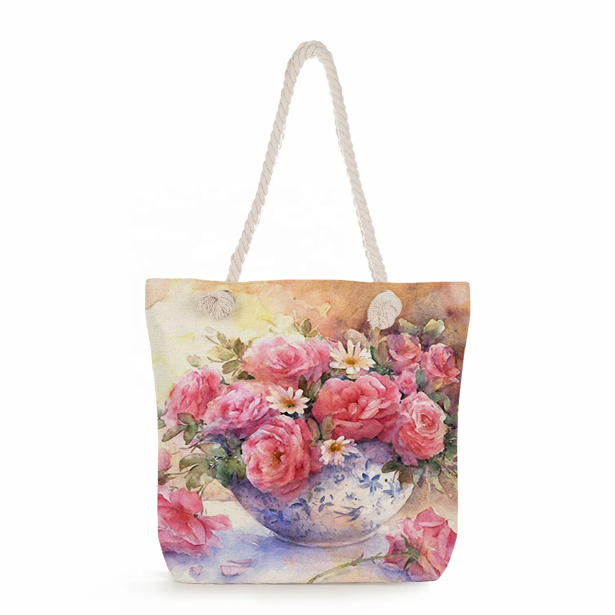 Direct From Manufacturer 2024 Large Capacity Floral Print Shoulder Bag for Storage All-match Art Travel Beach Use Zipper Closure