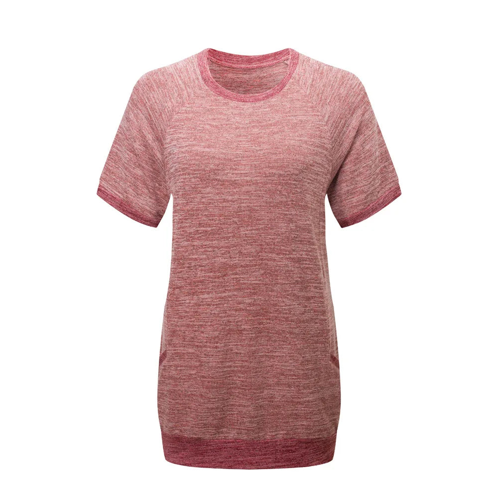 Fitspi Women Crew-neck T-shirt With Pockets European Style T Shirt for Women