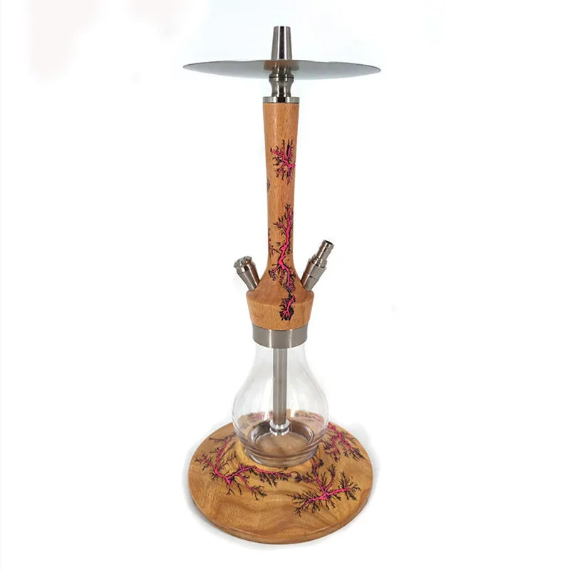 Top Wood 304 Stainless Steel Sheesha High Quality Glass Hookah European Chicha Best Quality Nargila Soft Smoke Luxury Shisha Set