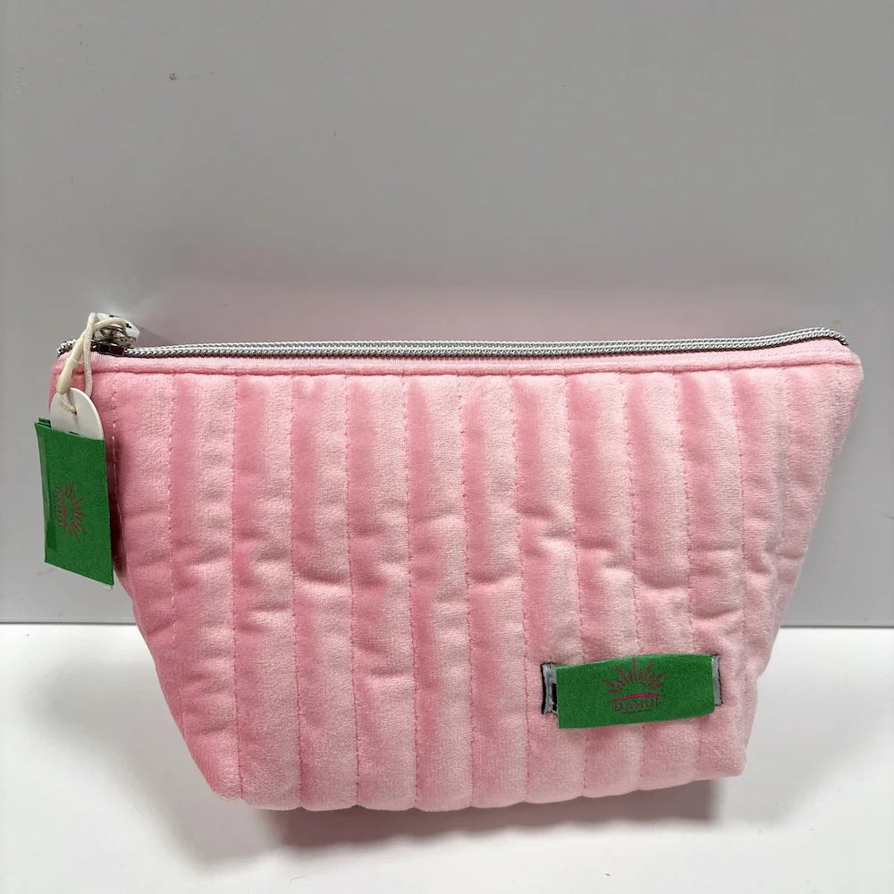 Custom Logo Women's Quilted Soft Large Luxury Velvet Design Corduroy Material Clutch Cosmetic Makeup Zipper Pouch Bag