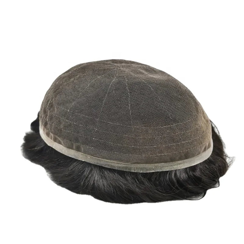 High Quality Bleached Front Knots Men's Toupee All Swiss Lace with Breathable Indian Remy Body Wave Hair High-Premium Wigs