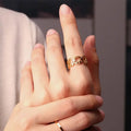 Chris April 316L Stainless Steel PVD Gold Plating Smile Hollowed-out Ring