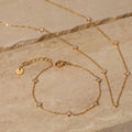 High-End Sweet Jewelry Suit Gentle Style Zircon Necklace Bracelet Anklet Stainless Steel PVD Gold Plated Jewelry Sets