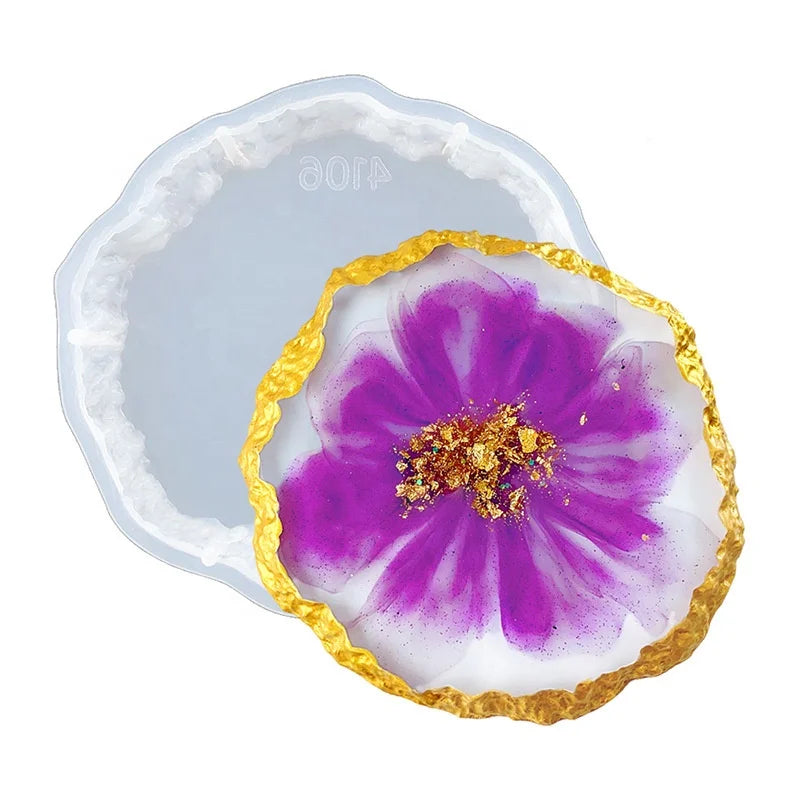 DM742 Drusy Coaster Resin Mold Geode Epoxy Cup Mats Fruit Tray Silicon Crafts for DIY Home Decoration Casting