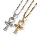 New Arrival Retro Chunky Iced Out Cz  Hip Hop Jewelry Gold Plated Ancient Egyptian Eye of Horus Ankh Cross Pendant Main Stone