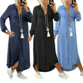 Spring Autumn Womens Clothing Shirts Dress Vintage Wash Long Sleeve Denim Women's Casual Dress
