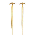 Yiwu Jewelry Factory Copper Gold Long Tassel Earrings for Women Simple Geometric Unique  Earrings for Wedding Jewelry Gift