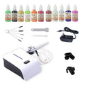 Valentine Gift Multi-Function Upgraded 30PSI Nail Design Air Brush Kit Nail Art Airbrush Set with Compressor and Color