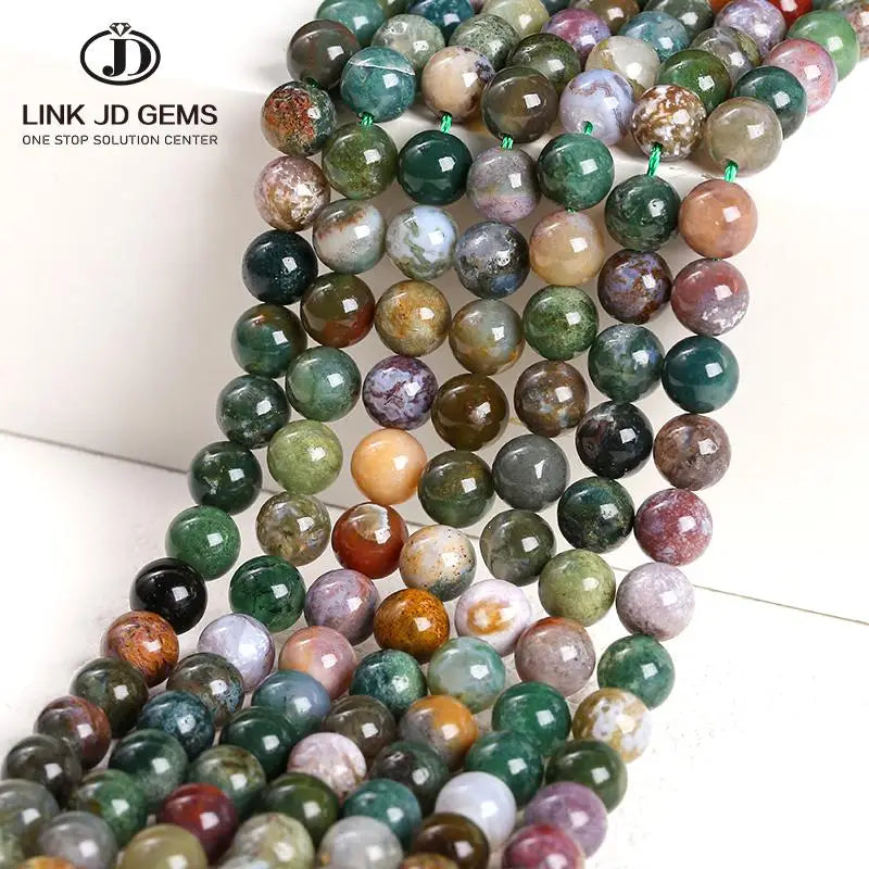 JD Wholesale 4/6/8/10/12mm Smooth Loose Spacer Ocean Beads Natural Round Common India Agate Beads for Jewelry Making