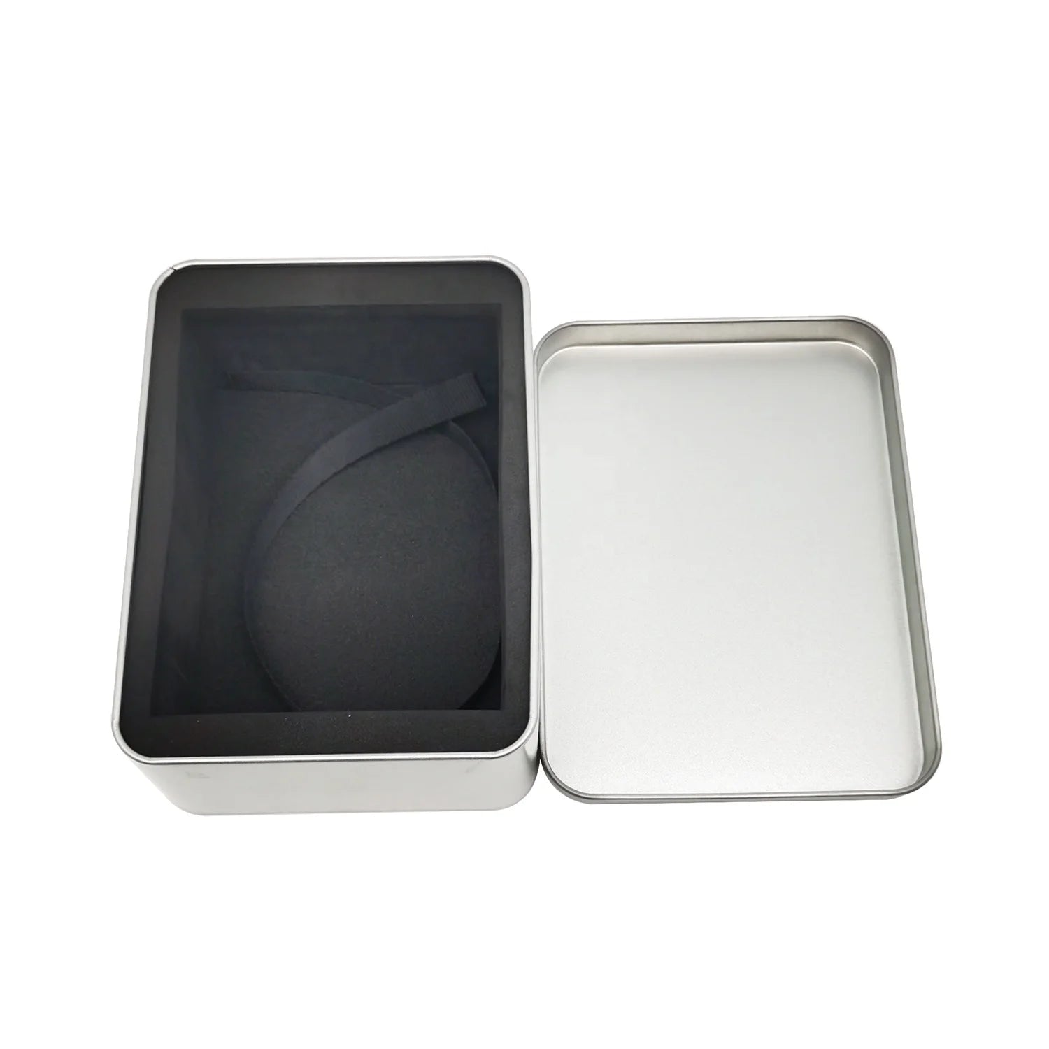 Custom LOGO Playing Card Game Rectangle Silver Packaging Metal Tin Boxes with EVA Insert