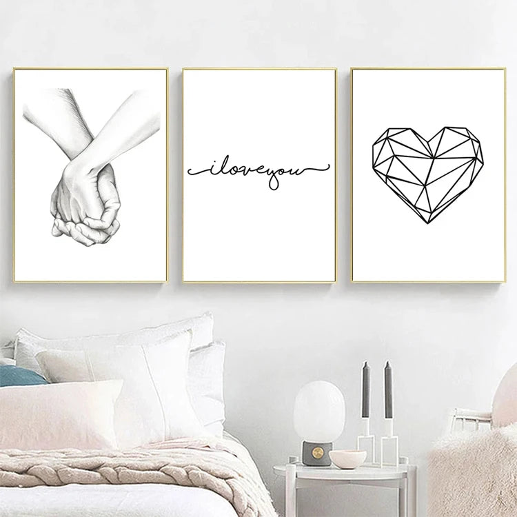 Nordic Love Poster I Love You Picture Print Minimalist Couple Wall Art Home Decor Canvas Painting