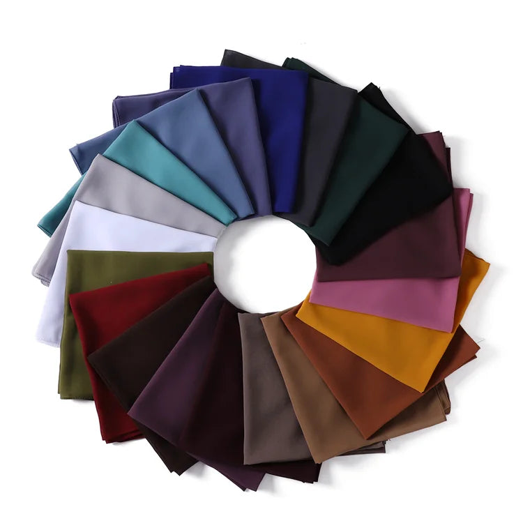 Top Selling Woman Muslin Headscarf Custom Solid Color Chiffon Women Malaysia Wrap Plain Scarf Hijab Turban Scarf 90x90cm