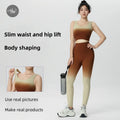High Waist Gradient Nylon Yoga Pants Soft Casual Lounge Trousers with Custom Logo 2pcs Comfortable Women's Yoga Leggings Set