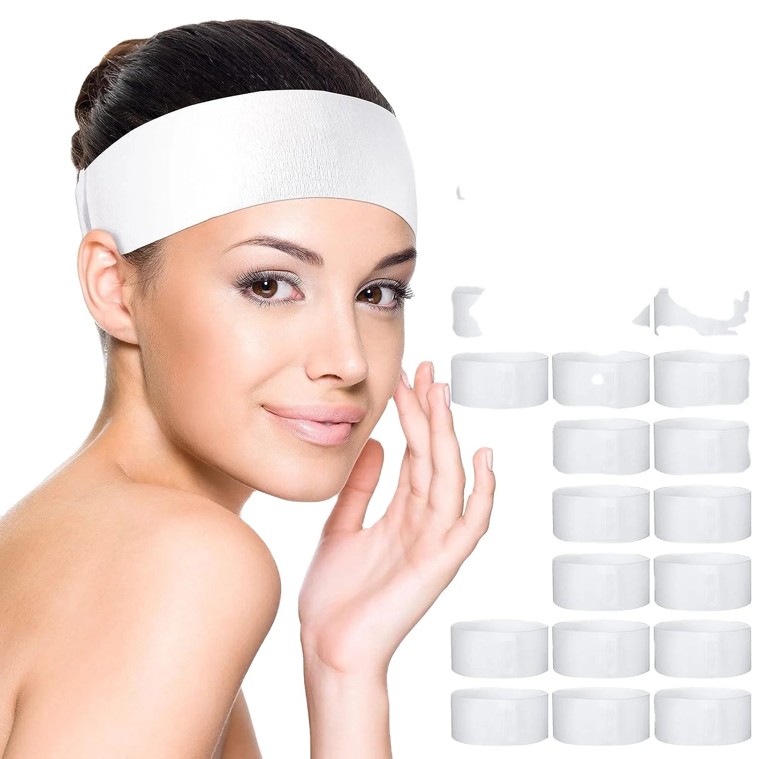 Disposable Spa Facial Headbands Non-Woven Adjustable Facial Headbands Soft Skin Care Makeup Headband Skincare Headbands