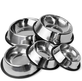 Hot Sale Color Custom Logo and Pattern Pet Feeding Bowl With Rubber Base Stainless Steel Dog Bowls