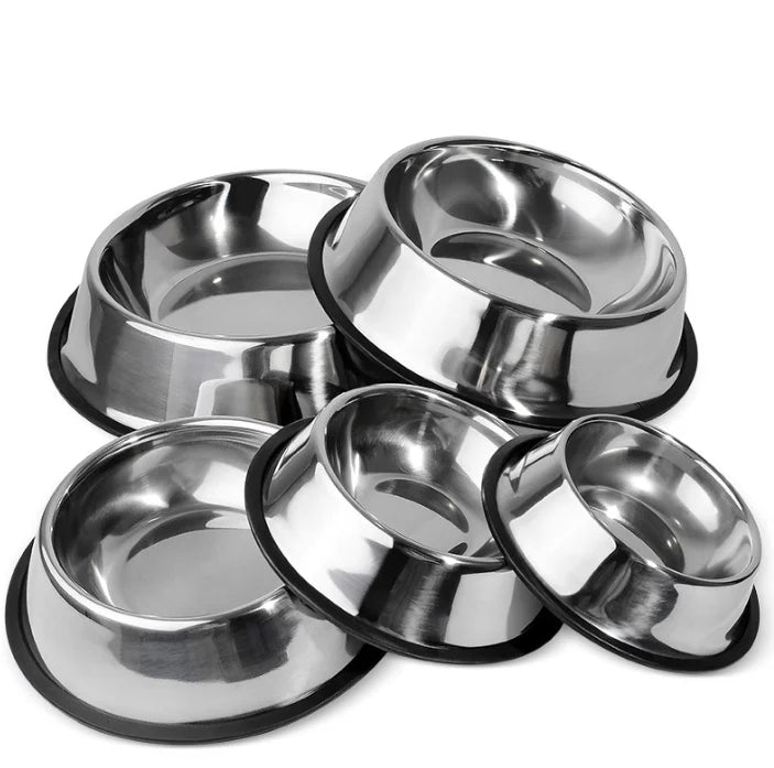 Hot Sale Color Custom Logo and Pattern Pet Feeding Bowl With Rubber Base Stainless Steel Dog Bowls