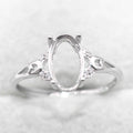 Sterling Silver 6*10mm Semi Mount Ring Empty Frame Blank Support Setting S925 Base Holder Without Center Stone for DIY Inlay