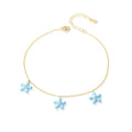 Peishang Fine Jewelry Cute Trendy Girls Foot Charm Jewelry S925 Sterling Silver CZ Cubic Zirconia Beach Enamel Starfish Anklet