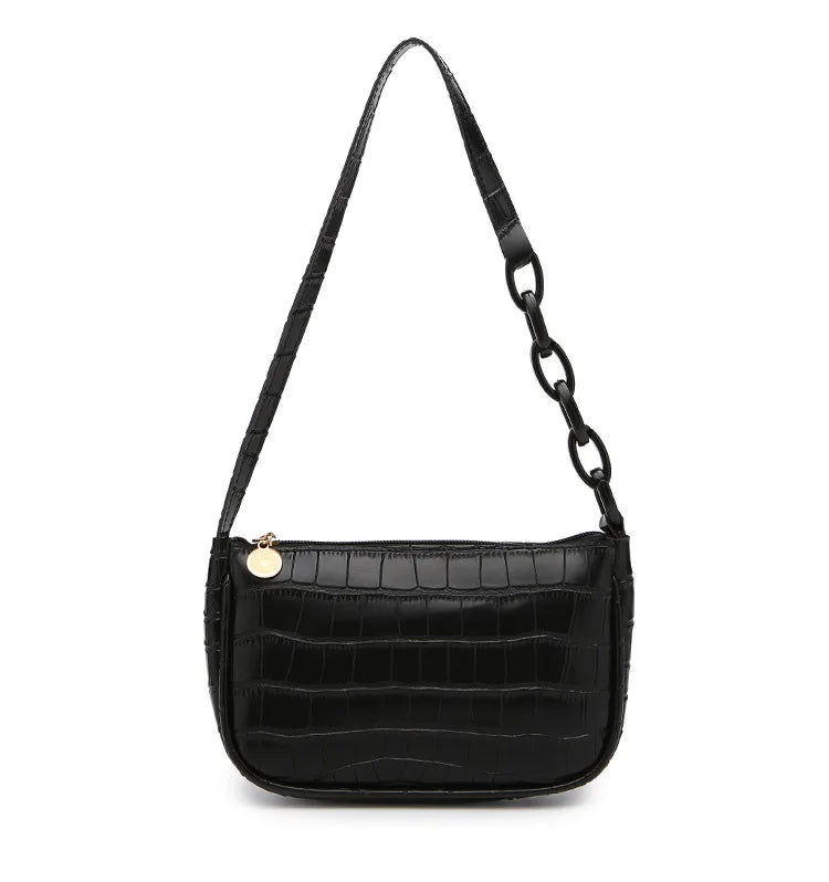 Fashion Underarm Ladies Shoulder Bag Geometric Pattern Solid Zipper Pu Women Handbags