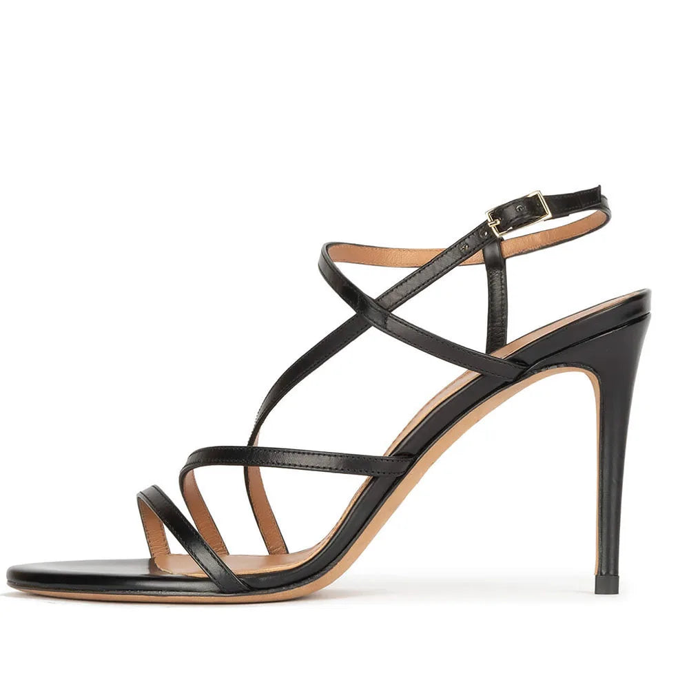2022 Plus Size Party Casual Ankle Buckle Strap Round Toe Strappy Sandals Summer Shoes High Heels for Women
