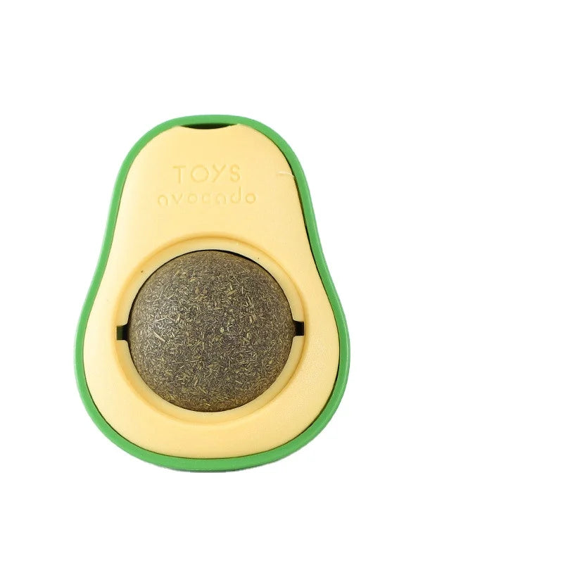 Hot Selling Interactive Avocado Shaped Magic Balls Rotatable Snack Edible Catnip for Pet Cats