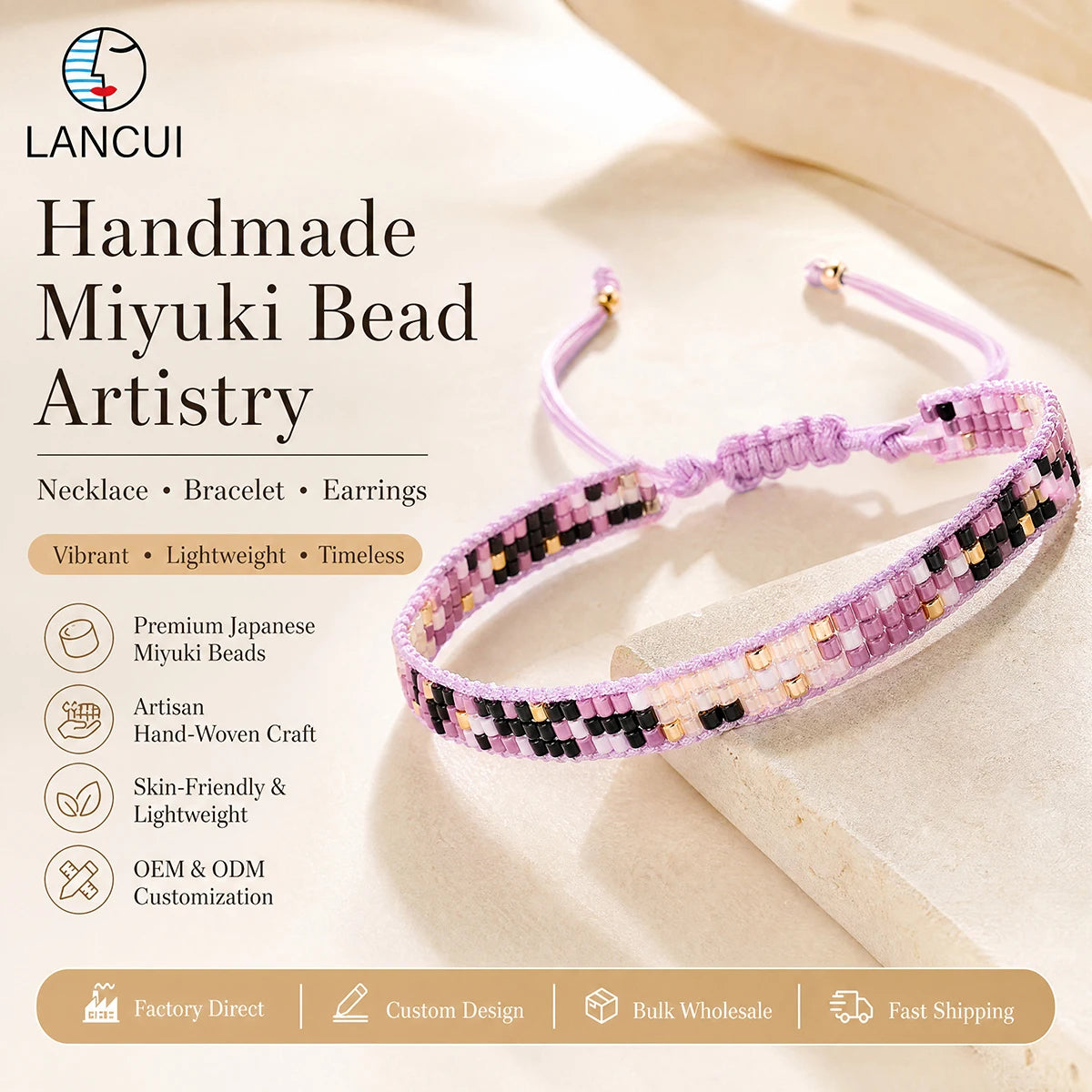 Summer Bohemian Colored Seed Beaded Elastic Miyuki Adjustable Kids Jewelry Bracelets