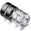 Fashion Cartoon Black Ring His Always Her Forever Stainless Steel Rings Engraved Letter Couple Rings for Lover