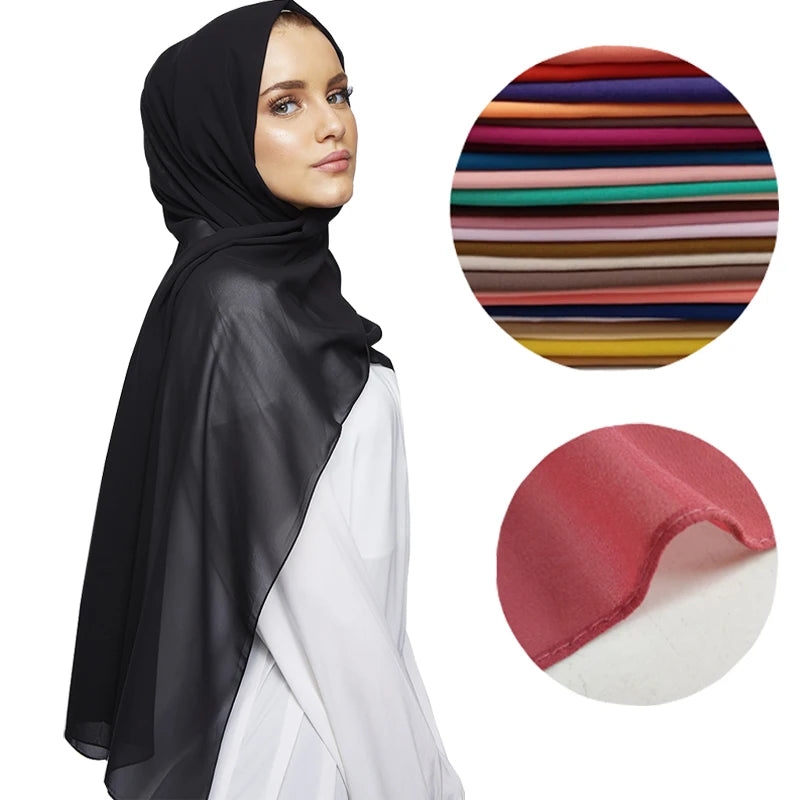Hot Selling Factory Direct Sale Lady Fashion Plain Scarf Malaysia  Chiffon Hijab