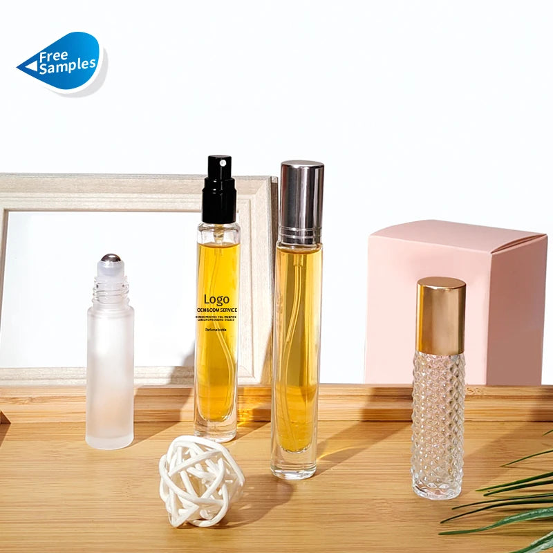 Fancy Luxury Wholesale Round 8ml 9ml 10ml Mini Empty Clear Spray Bottle Glass Perfume Sample Atomizer Tester Oil Packaging