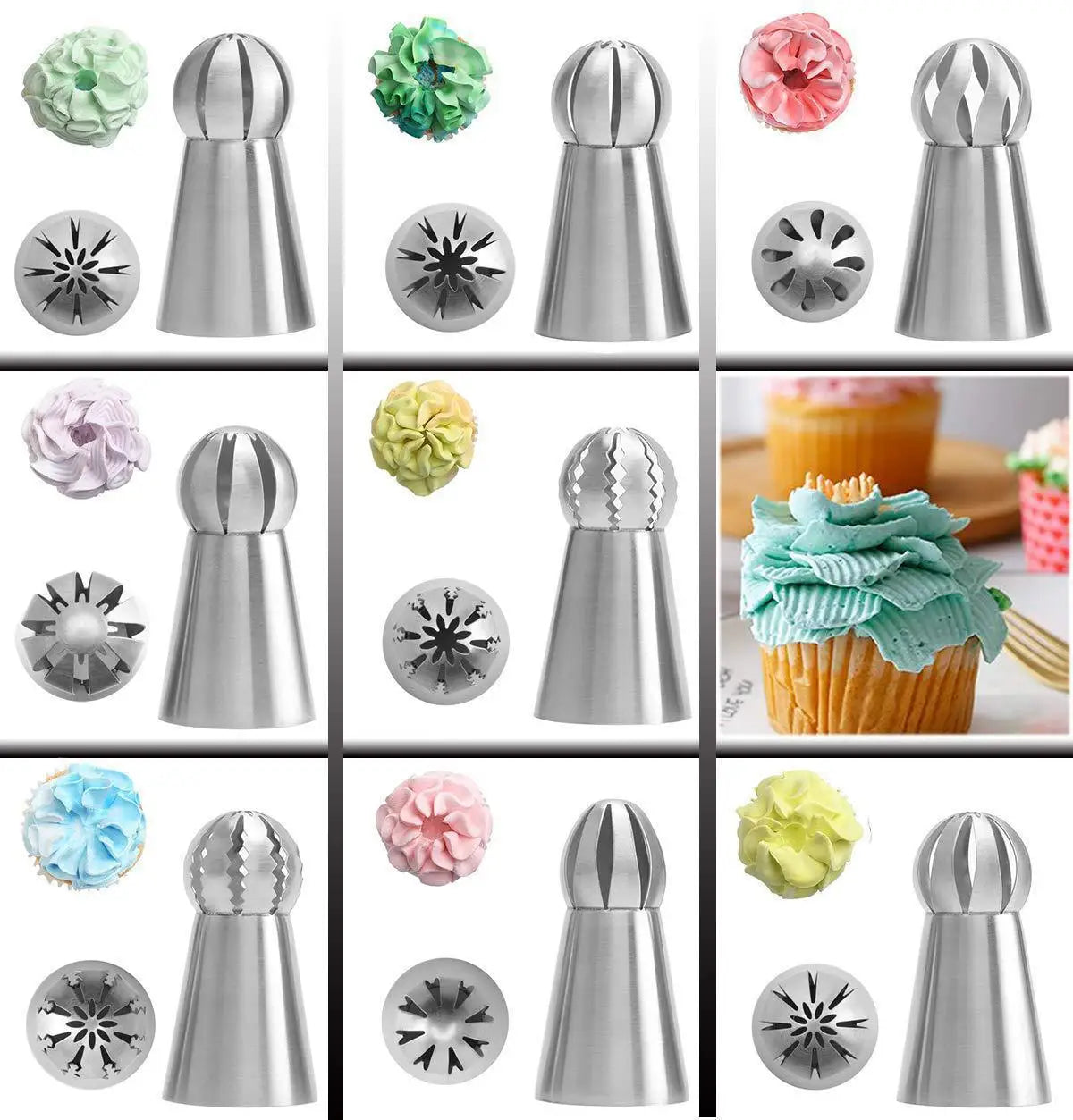 BPA Free Reusable Non-stick Food Grade Stainless Steel 8pcs Silver Eco-Friendly All-Season Cake Decorating Icing Tips Torch