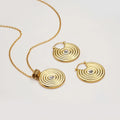 18K Gold Plated Stainless Steel Texture Round Zircon Pendant Necklace Earrings Ring Waterproof for Woman Jewelry Sets E251692